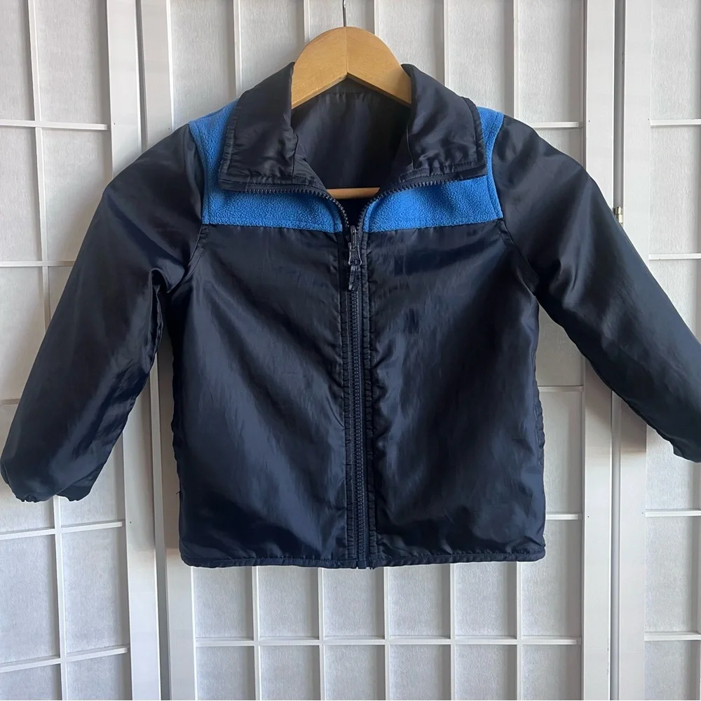 OshKosh B'gosh Toddler Blue Reversible Fleece Windbreaker Lightweight Jacket 4T